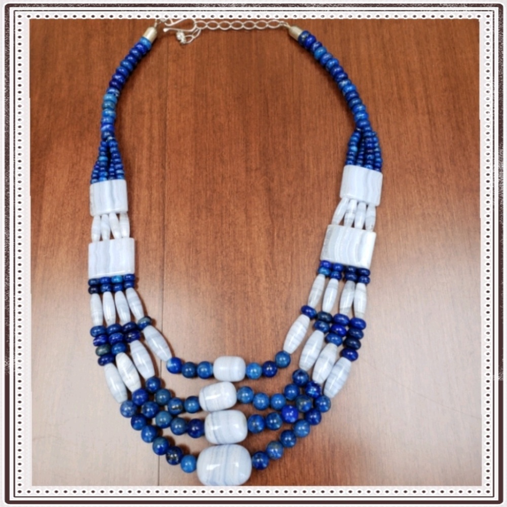 Jay King blue lapis and blue lace agate necklace